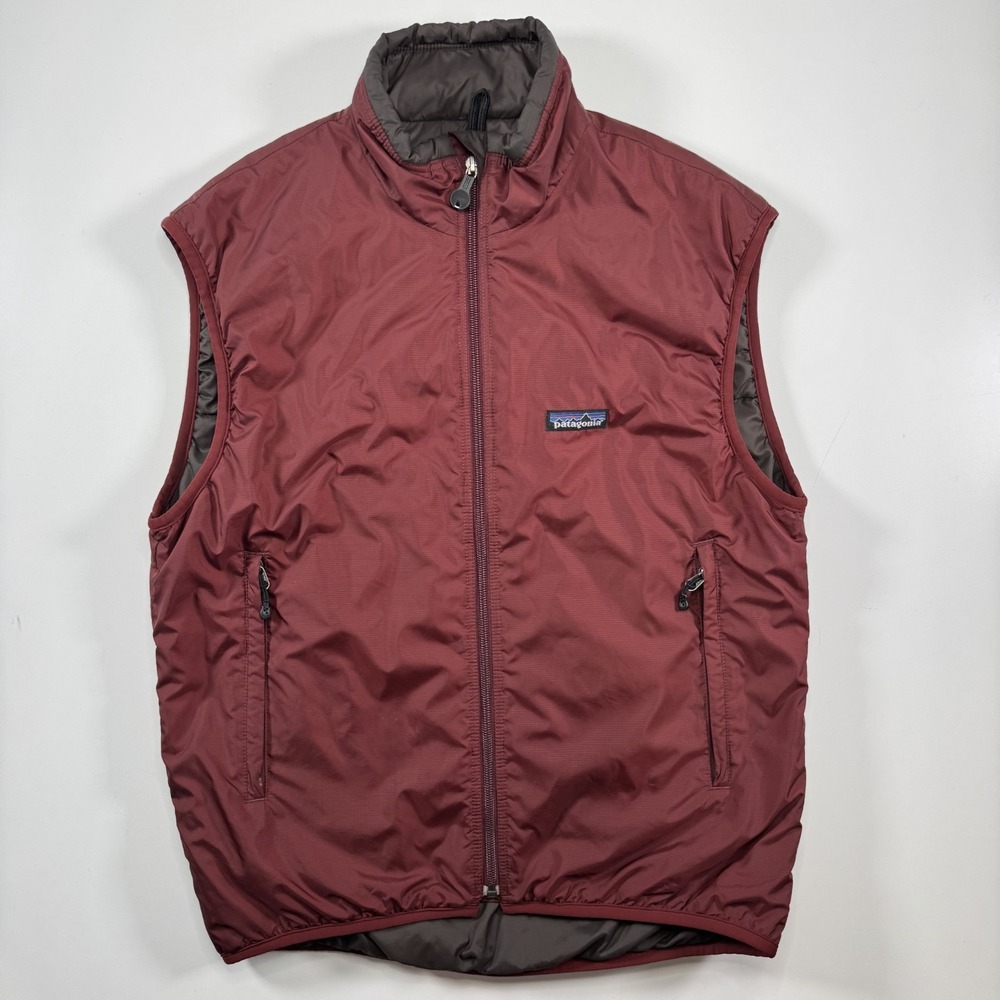 Vintage PATAGONIA Puffball Vest Unisex Small Maroon Ripstop‎ Nylon Synthetic